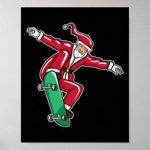 Lustiger Weihnachten Santa Claus Skateboard-Gesche Poster