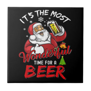 Lustiger Weihnachten Santa Claus trinkt Bier Wunde Fliese