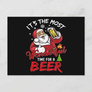 Lustiger Weihnachten Santa Claus Trinkt Bier Wunde Postkarte