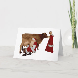 lustiger Weihnachten Santa Frau Klaus Kuh Einladung