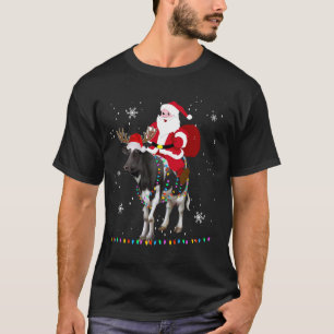 Lustiger Weihnachten Santa Reitet Kuh Hirsch Xmas T-Shirt