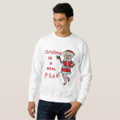Lustiger WeihnachtenBah Humbug Sankt im Widerstand Sweatshirt (Vorne ganz)