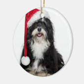 Lustiger WeihnachtenHavanese Hund mit Silbernes Ornament (Links)