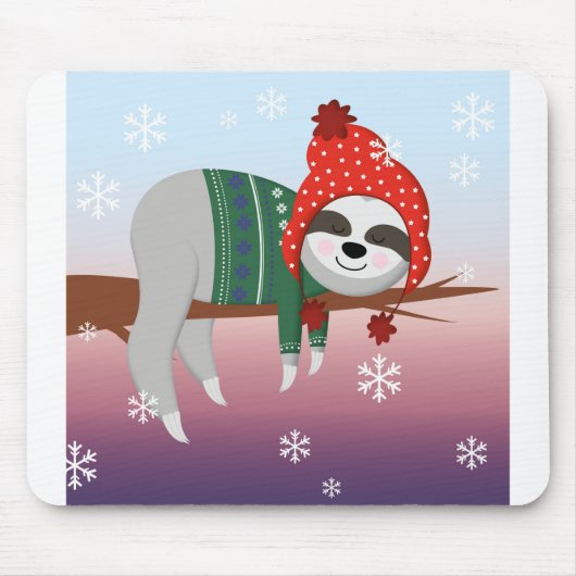 Lustiger Weihnachtfaultier Mousepad (Vorne)