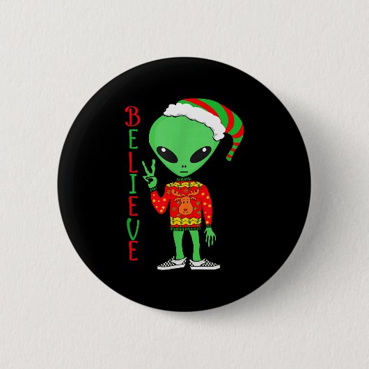 Lustiger Weihnachts-Alien-Hässlicher-Schwester-Ich Button (Vorderseite)