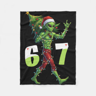 Lustiger Weihnachts-Alien-Sechs-Sieben-Meme 67 Wei Fleecedecke