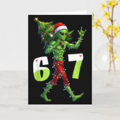 Lustiger Weihnachts-Alien-Sechs-Sieben-Meme 67 Wei Karte (Gelbe Blume)