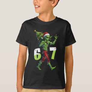 Lustiger Weihnachts-Alien-Sechs-Sieben-Meme 67 Wei T-Shirt