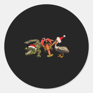 Lustiger Weihnachts-Alligator-Pelikan-Crawfish-Url Runder Aufkleber