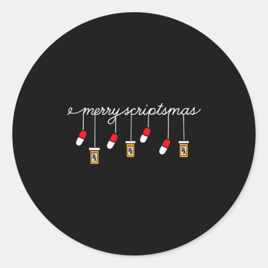 Lustiger Weihnachts-Apotheken-Spruch Merry Scripts Runder Aufkleber (Vorderseite)