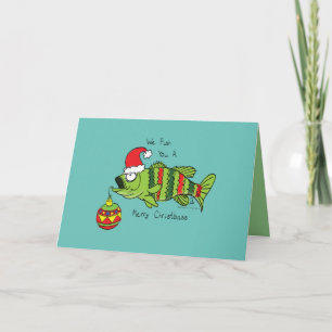 Lustiger Weihnachts-Barsch-Angeln Fisch Süße Carto Karte