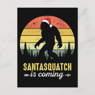 Lustiger Weihnachts-Bigfoot mit Santa-Hut Postkarte