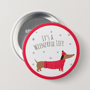 Lustiger Weihnachts-Dackel Button