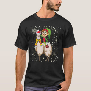 Lustiger Weihnachts-ELF reitet auf Llama-Santa-Pyj T-Shirt