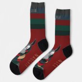 Lustiger Weihnachts Esel Cartoon Rot Socken (Linkes Detail)