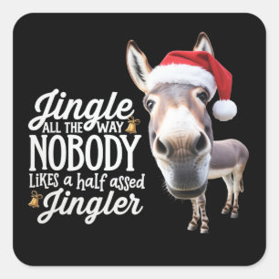 Lustiger Weihnachts-Esel-Liebhaber-Bauernhof-Feier Quadratischer Aufkleber