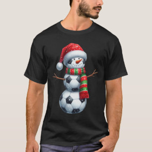 Lustiger Weihnachts-Fußball-Schneemann T-Shirt