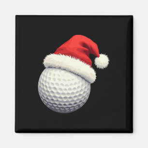 Lustiger Weihnachts-Golf-Santa-Ball mit Hut an Wei Magnet