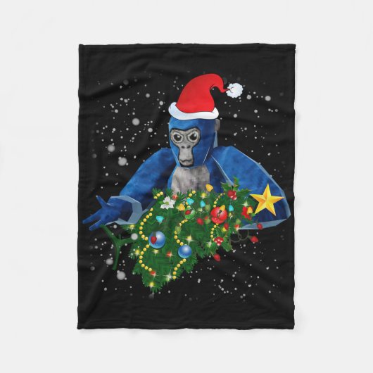 Lustiger Weihnachts-Gorilla-Tag Fleecedecke (Vorderseite)