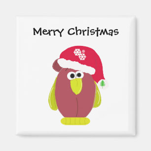 Lustiger Weihnachts-Hahn mit Santa-Hut Magnet
