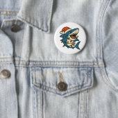 Lustiger Weihnachts-Hai-Santa-Hut Button (Beispiel)