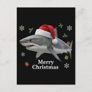 Lustiger Weihnachts-Hai-Santa-Hut realistische Fei Postkarte