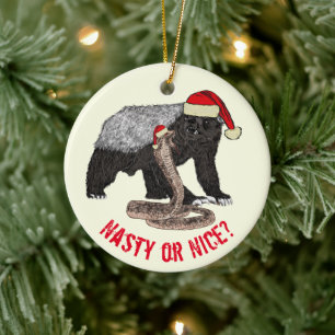 Lustiger Weihnachts-Honigdachs-Badass-Santa Keramik Ornament