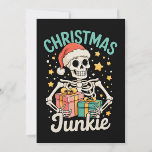 Lustiger Weihnachts-Junkie-Skelett-Feiertag Xmas S Feiertagskarte