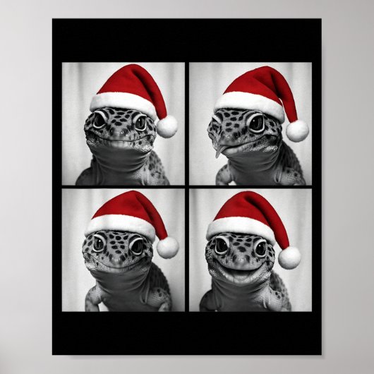 Lustiger Weihnachts-Leopard-Gecko-Santa-Photobooth Poster (Vorne)