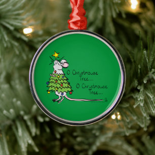 Lustiger Weihnachts-Mäuse-Baum-Cartoon Ornament Aus Metall
