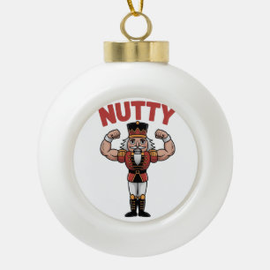 Lustiger Weihnachts-Nussknacker Natürlich Fit  Keramik Kugel-Ornament
