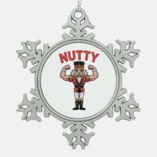 Lustiger Weihnachts-Nussknacker Natürlich Fit  Schneeflocken Zinn-Ornament