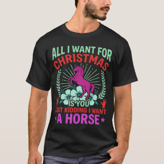 Lustiger Weihnachts Pferd Einhorn Liebhaber T-Shirt