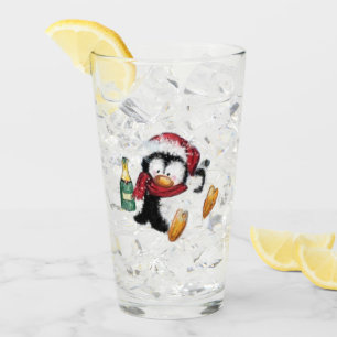 Lustiger Weihnachts-Pinguin-Glas Glas