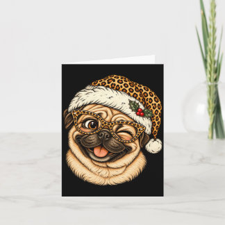 Lustiger Weihnachts-Pug mit Leoparden-Weihnachtsma Karte