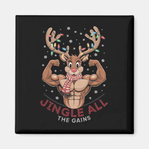 Lustiger Weihnachts-Rentier-Gym-Workout-Jingle All Magnet