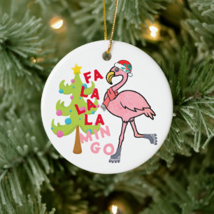 Lustiger Weihnachts-Rosa-Flamingo-Weihnachts-Humor Keramik Ornament