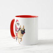 Lustiger Weihnachts-Santa-Reit-Pug Tasse (Vorderseite Links)