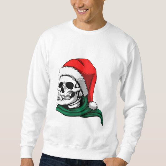 Lustiger Weihnachts-Schädel Herren Sweatshirt (Vorderseite)