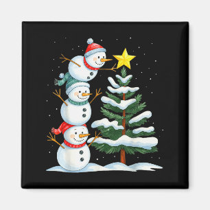 Lustiger Weihnachts-Schneemann-Baumspitze-Feiertag Magnet
