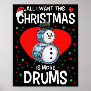 Lustiger Weihnachts-Schneemann-Schlagzeuger Tromme Poster