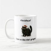 Lustiger Weihnachts-Schwarzkatzen-Lichter-Mug Kaffeetasse (Links)