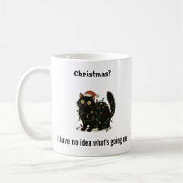 Lustiger Weihnachts-Schwarzkatzen-Lichter-Mug Kaffeetasse