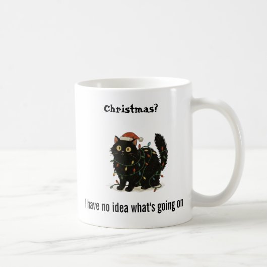 Lustiger Weihnachts-Schwarzkatzen-Lichter-Mug Kaffeetasse (Rechts)