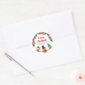 Lustiger Weihnachts-Stechpalmen-Aufkleber Runder Aufkleber (Umschlag)