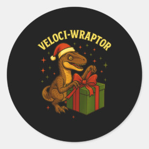 Lustiger Weihnachts-Velociraptor-Wortspiel Veloci- Runder Aufkleber