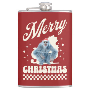 Lustiger Weihnachts-Yeti-Feiertags-Humor Flachmann