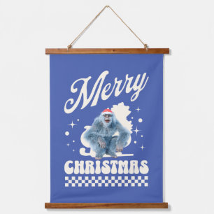 Lustiger Weihnachts-Yeti-Feiertags-Humor Wandteppich Mit Holzrahmen