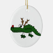 Lustiger Weihnachtsalligator als Ren Keramikornament (Rechts)