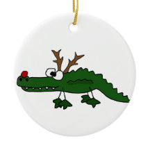 Lustiger Weihnachtsalligator als Ren